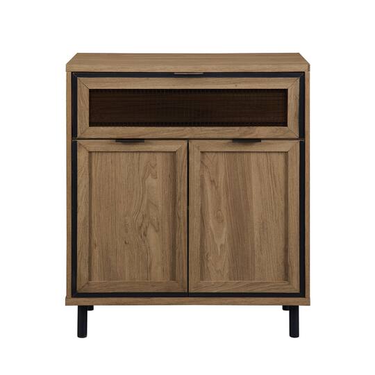 Walker Edison English Oak Mesh Metal Accent Cabinet